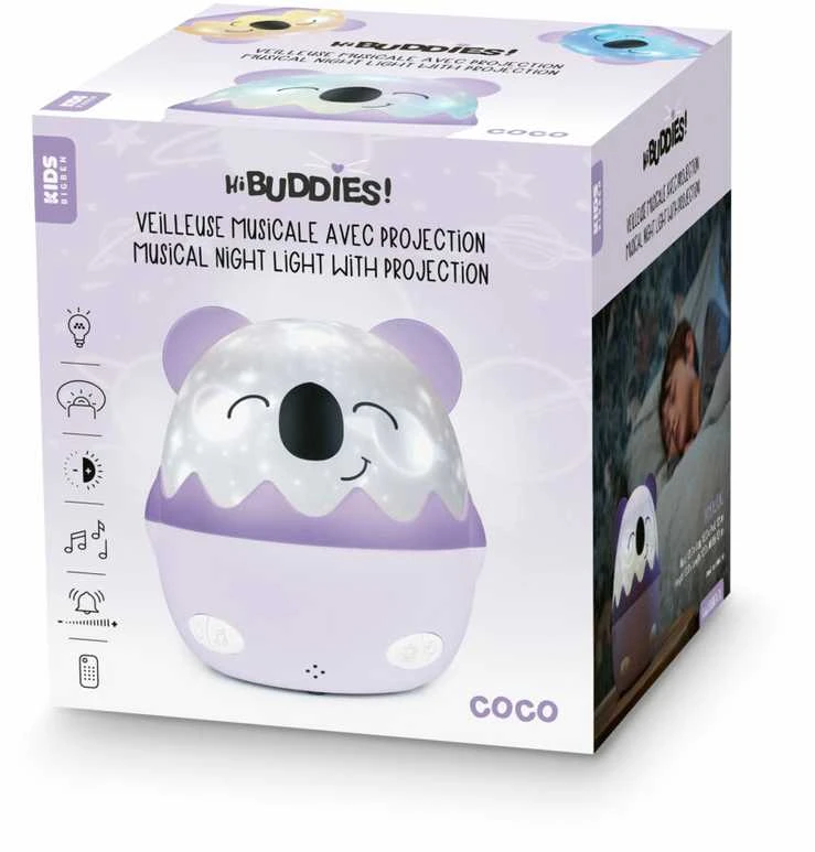 Hi Buddies ! Bigben Belaidis muzikinis naktinis šviestuvas su projekcija - violetinės spalvos | Koala