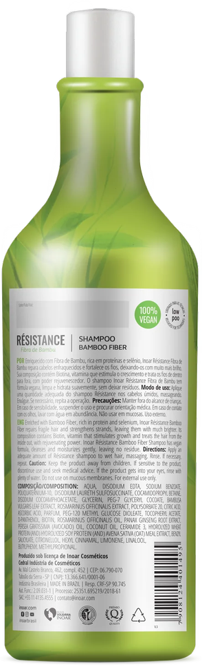 INOAR Resistance Fibra de Bambu Shampoo - stiprinantis ir blizgesio suteikiantis šampūnas, 1000 ml