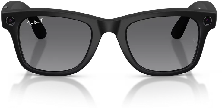 Išmanieji akiniai RayBan Meta Wayfarer Gen 2, juodi rėmeliai ir grafito spalvos lęšiai, standartinis dydis