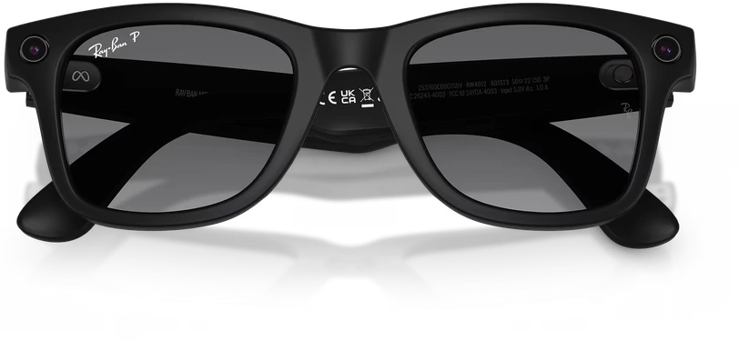 Išmanieji akiniai RayBan Meta Wayfarer Gen 2, juodi rėmeliai ir grafito spalvos lęšiai, standartinis dydis