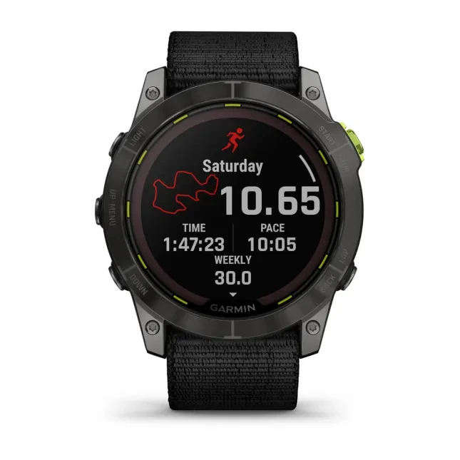 Išmanusis laikrodis Garmin Enduro 2, Anglies spalvos korpusas su juodu nailoniniu dirželiu „UltraFit“