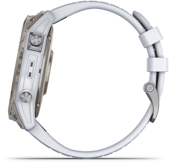 Išmanusis laikrodis Garmin epix™ Pro (Gen 2) – Sapphire Edition, 51 mm, Titano spalvos korpusas su baltos spalvos dirželiu