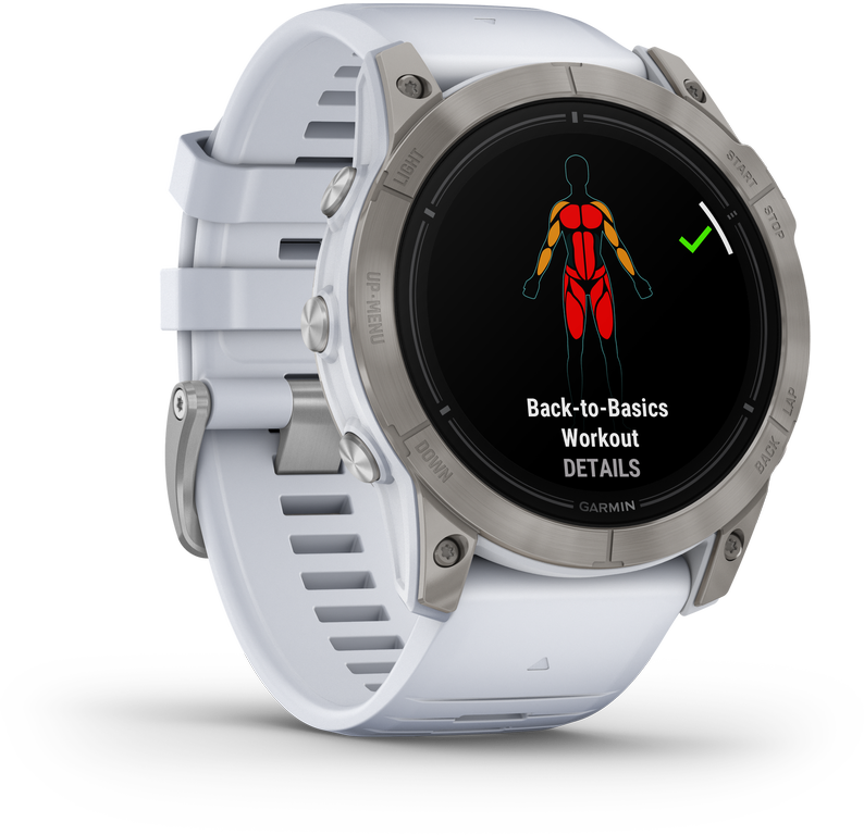 Išmanusis laikrodis Garmin epix™ Pro (Gen 2) – Sapphire Edition, 51 mm, Titano spalvos korpusas su baltos spalvos dirželiu