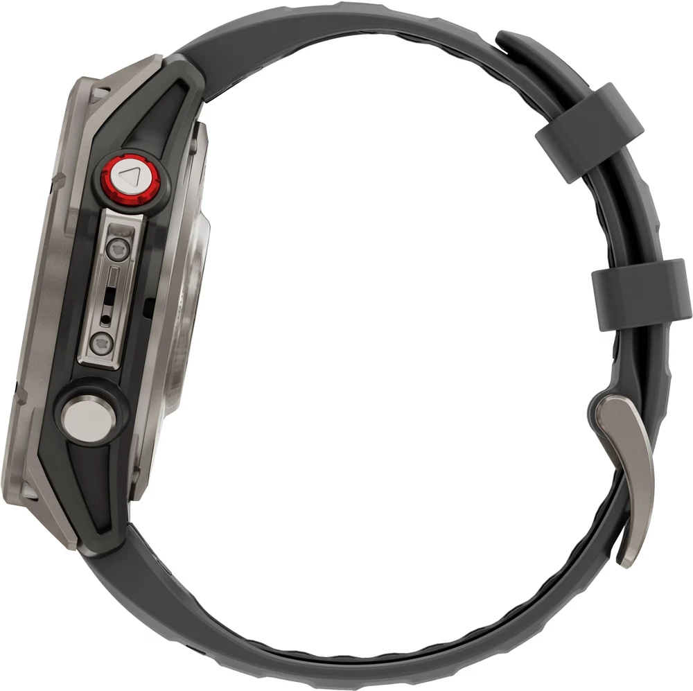 Išmanusis laikrodis Garmin fēnix® 8 Pro – 47 mm, AMOLED Sapphire, titanas su grafito spalvos / juodu silikoniniu dirželiu
