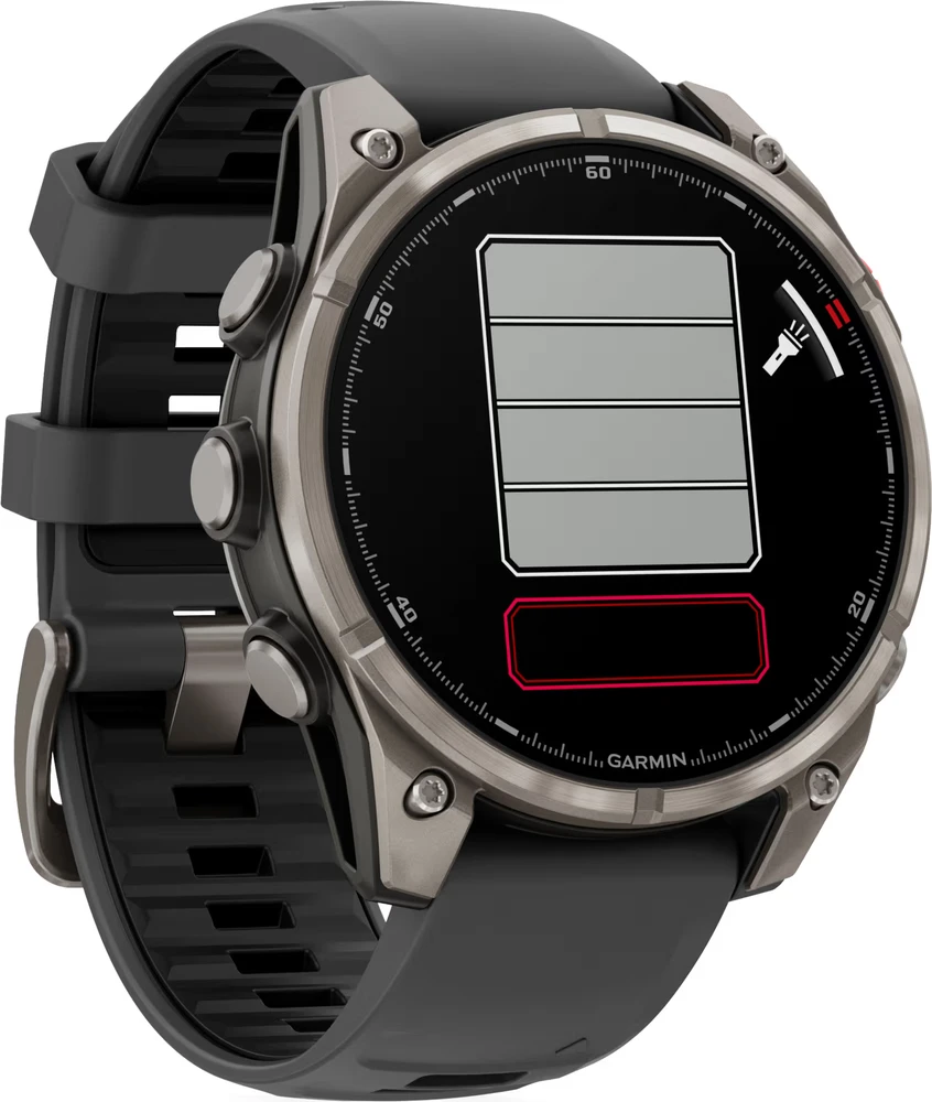 Išmanusis laikrodis Garmin fēnix® 8 Pro – 47 mm, AMOLED Sapphire, titanas su grafito spalvos / juodu silikoniniu dirželiu