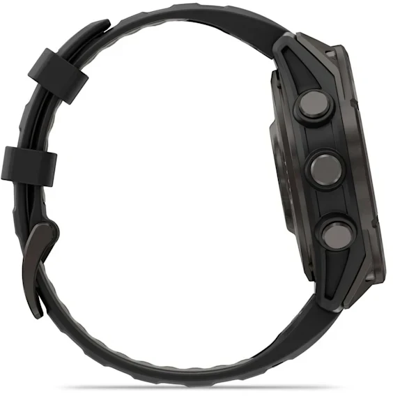 Išmanusis laikrodis Garmin fēnix® 8 Pro – 51 mm, AMOLED Sapphire, Pilkos anglies spalvos DLC titanas su juodos / pilkos akmenukų spalvos silikoniniu dirželiu | 010-03199-01