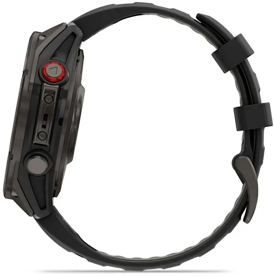 Išmanusis laikrodis Garmin fēnix® 8 Pro – 51 mm, AMOLED Sapphire, Pilkos anglies spalvos DLC titanas su juodos / pilkos akmenukų spalvos silikoniniu dirželiu | 010-03199-01