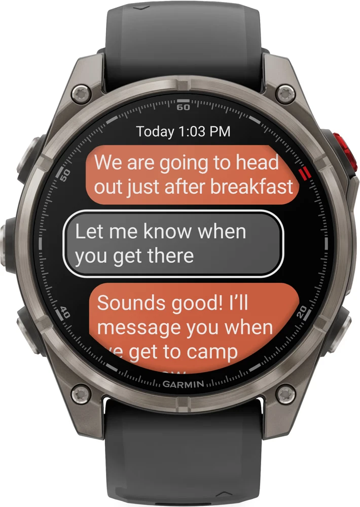 Išmanusis laikrodis Garmin fēnix® 8 Pro – 47 mm, AMOLED Sapphire, titanas su grafito spalvos / juodu silikoniniu dirželiu