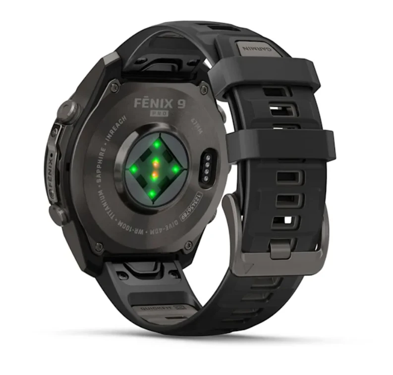 Išmanusis laikrodis Garmin fēnix® 9 Pro inReach® – 47 mm, Pilkos anglies spalvos DLC titanas su juodos / akmenėlių pilkos spalvos silikoniniu dirželiu | 010-04336-11