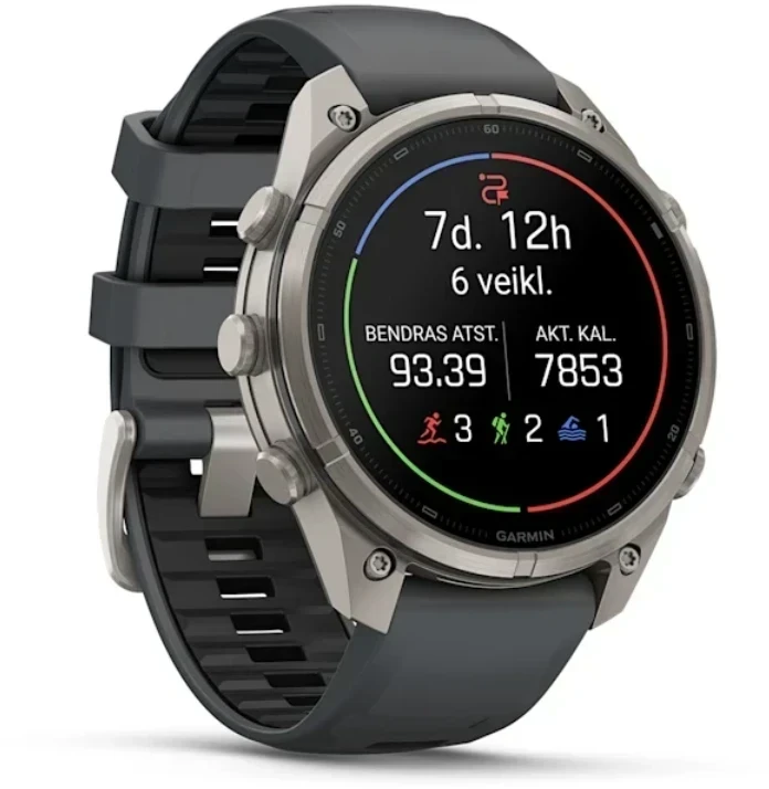 Išmanusis laikrodis Garmin fēnix® 9 Pro inReach® – 47 mm, Titanas su grafito spalvos / juodu silikoniniu dirželiu | 010-04336-21