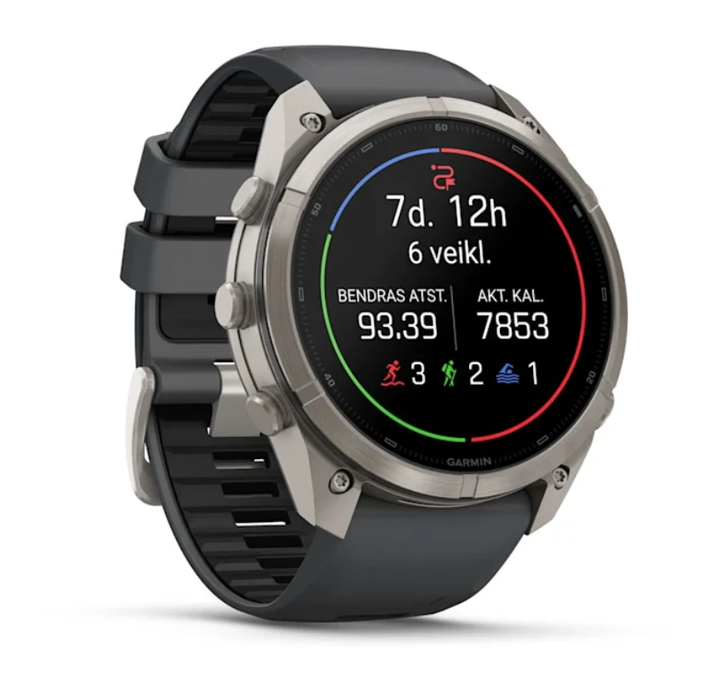Išmanusis laikrodis Garmin fēnix® 9 Pro inReach® – 51 mm, Titanas su grafito spalvos / juodu silikoniniu dirželiu | 010-04337-21