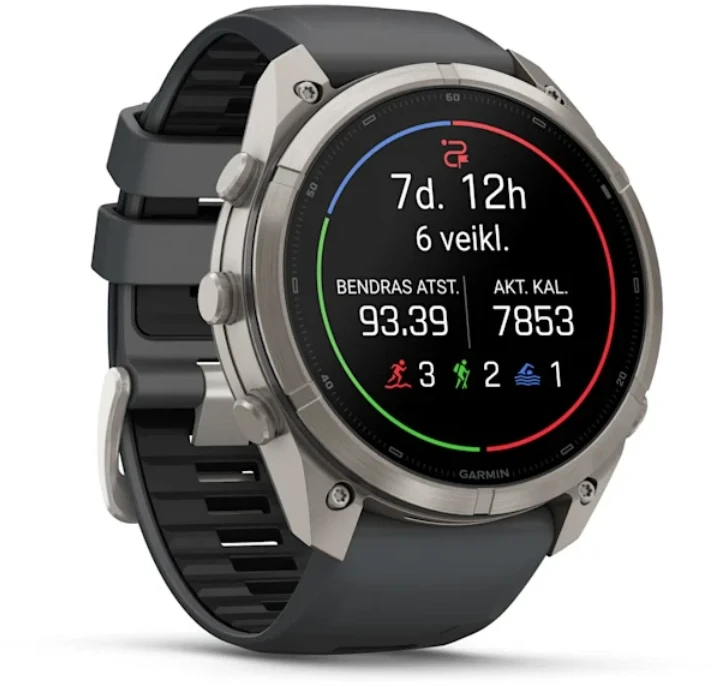 Išmanusis laikrodis Garmin fēnix® 9 Pro – 51 mm, Titanas su grafito spalvos / juodu silikoniniu dirželiu | 010-04337-26