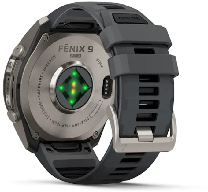 Išmanusis laikrodis Garmin fēnix® 9 Pro – 51 mm, Titanas su grafito spalvos / juodu silikoniniu dirželiu | 010-04337-26