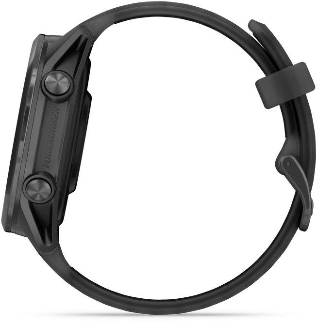 Išmanusis laikrodis Garmin Forerunner® 570 - 42mm Pilkai melsvos spalvos aliuminis su permatomu juodu / juodu dirželiu