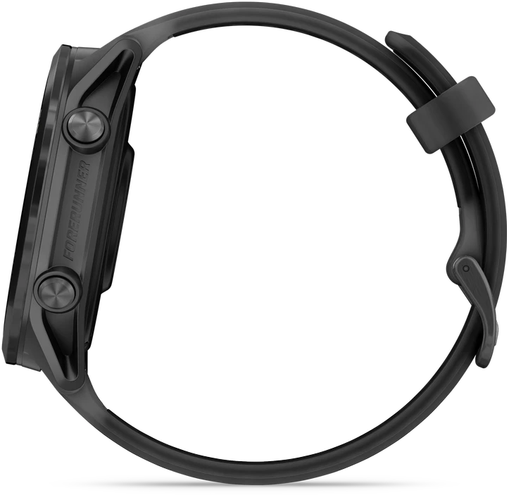 Išmanusis laikrodis Garmin Forerunner® 570 - 47mm, Pilkai melsvos spalvos aliuminis su permatomu juodu / juodu dirželiu