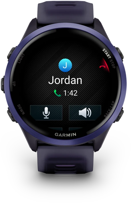 Išmanusis laikrodis Garmin  Forerunner® 570 - 47mm, Indigo spalvos aliuminis su permatomu imperinės rožinės / indigo spalvos dirželiu