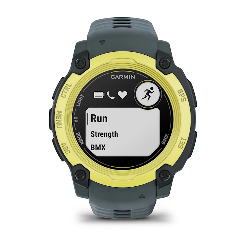 Išmanusis laikrodis Garmin Instinct E – 40 mm, Su laimo/tamsiai pilkos spalvos dirželiu