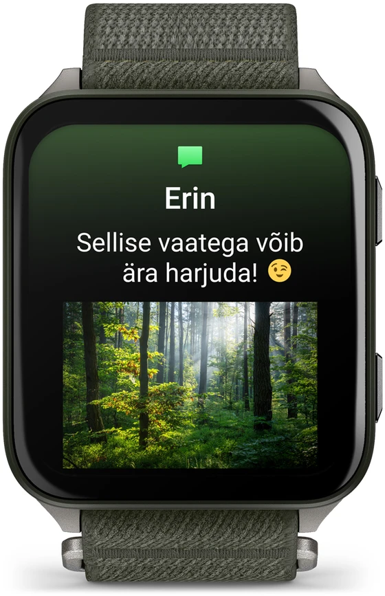 Išmanusis laikrodis Garmin Venu® X1, Samanų spalvos su titano nugarėle ir samanų spalvos „ComfortFit“ nailoniniu dirželiu