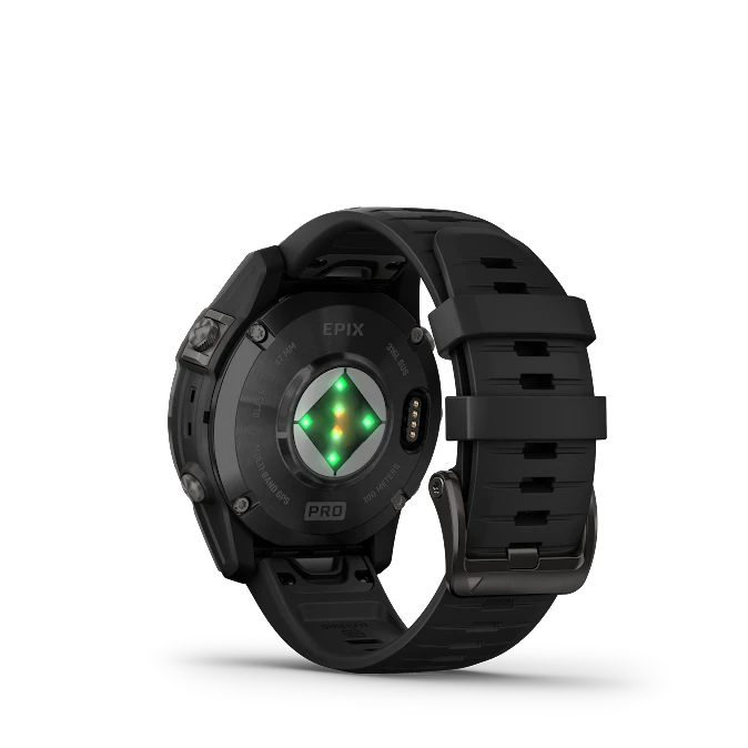 Išmanusis laikrodis Garmin Epix Pro (Gen 2) , Pilkos spalvos nerūdijančio plieno korpusas (51 mm), Juodos spalvos silikoninis dirželis