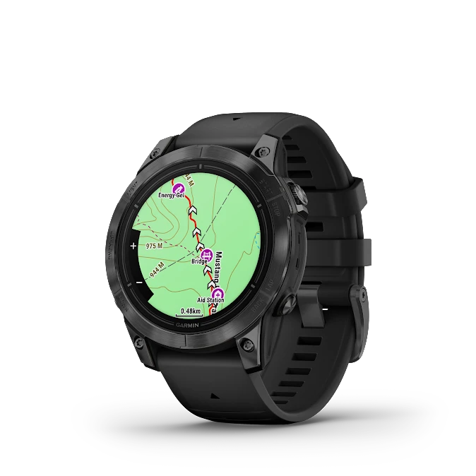 Išmanusis laikrodis Garmin Epix Pro (Gen 2) , Pilkos spalvos nerūdijančio plieno korpusas (51 mm), Juodos spalvos silikoninis dirželis