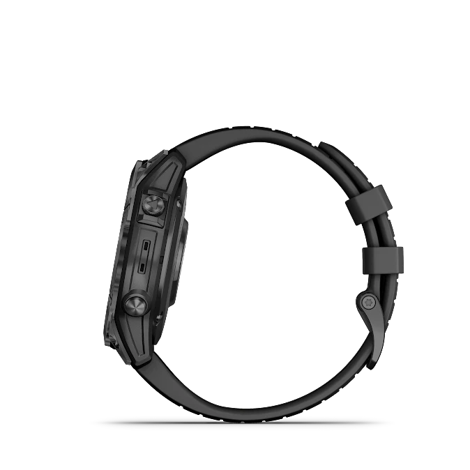 Išmanusis laikrodis Garmin Epix Pro (Gen 2) , Pilkos spalvos nerūdijančio plieno korpusas (51 mm), Juodos spalvos silikoninis dirželis