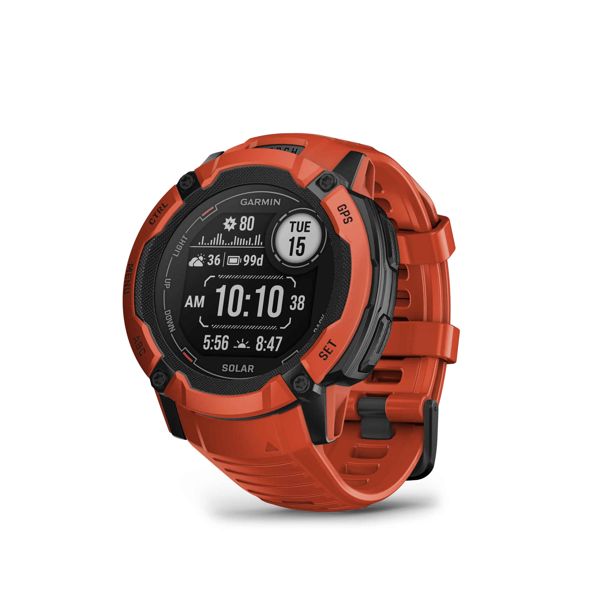 Išmanusis laikrodis Garmin Instinct 2X Solar, Juodos ir raudonos spalvų korpusas su raudonos spalvos dirželiu