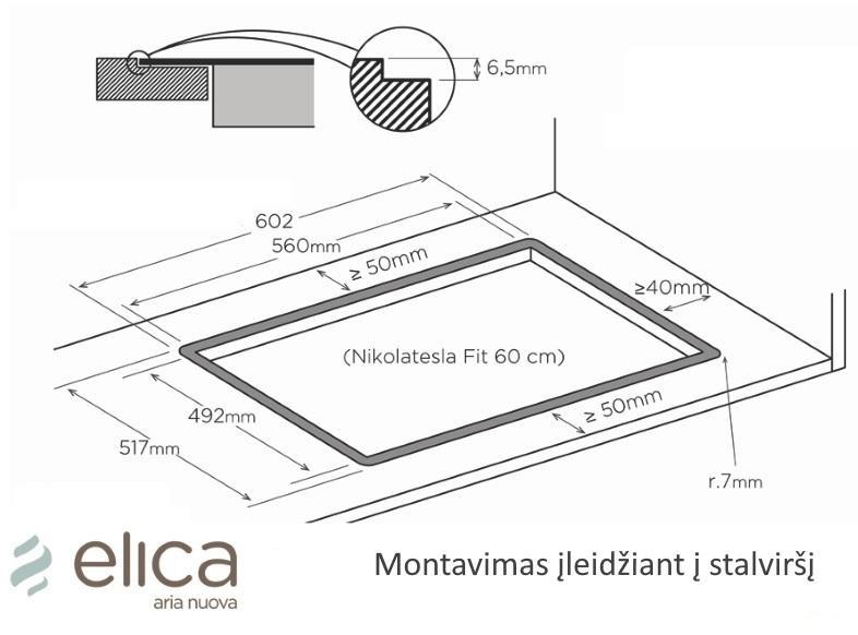 Kaitlentė ELICA NIKOLATESLA FIT BL / A / 60, modelis - PRF0167053, žema ...