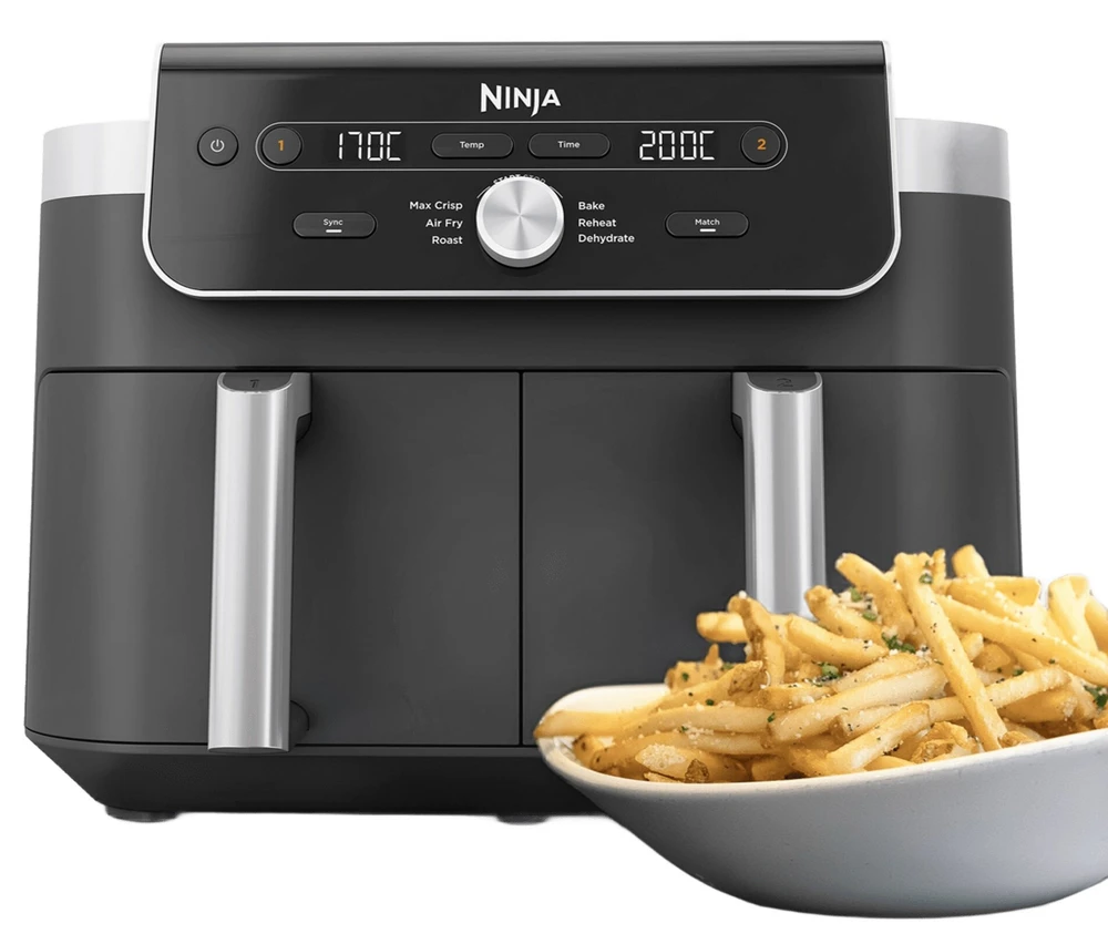 Karšto oro gruzdintuvė Ninja Dual Zone XL DZ901EU, pilka sp., 2470 W, 9.5 l