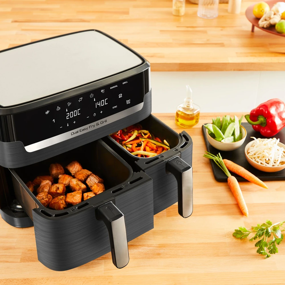 Karšto oro gruzdintuvė Tefal Dual Easy Fry & Grill EY905B, 2700 W, 2 krepšeliai (5,2 litro + 3,1 litro)