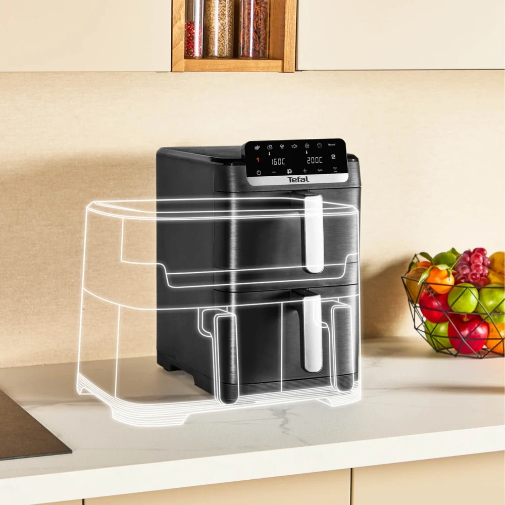 Karšto oro gruzdintuvė, Tefal Easy Fry Crispy Stack EY7528E0, 10 L, 2700 W, juoda