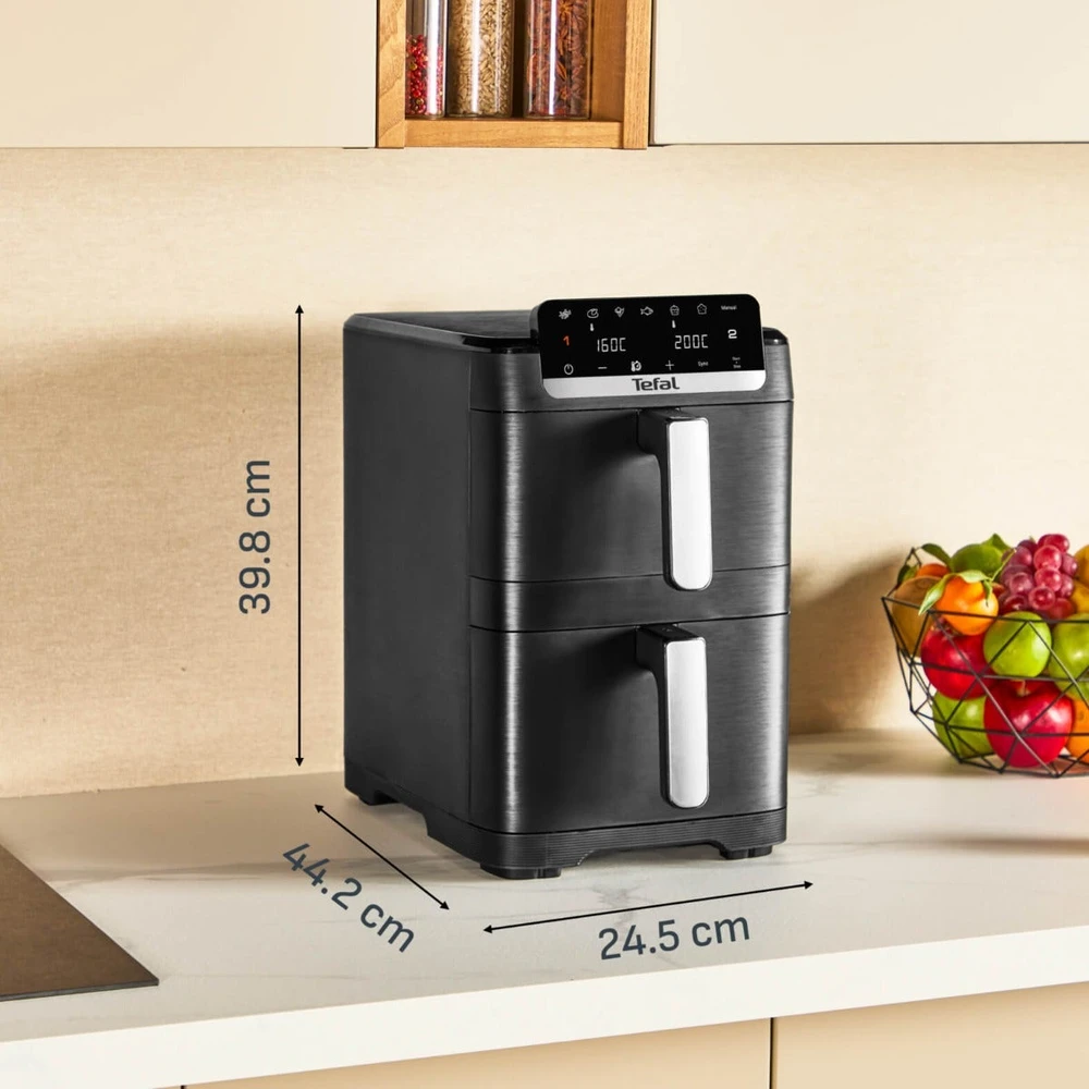 Karšto oro gruzdintuvė, Tefal Easy Fry Crispy Stack EY7528E0, 10 L, 2700 W, juoda