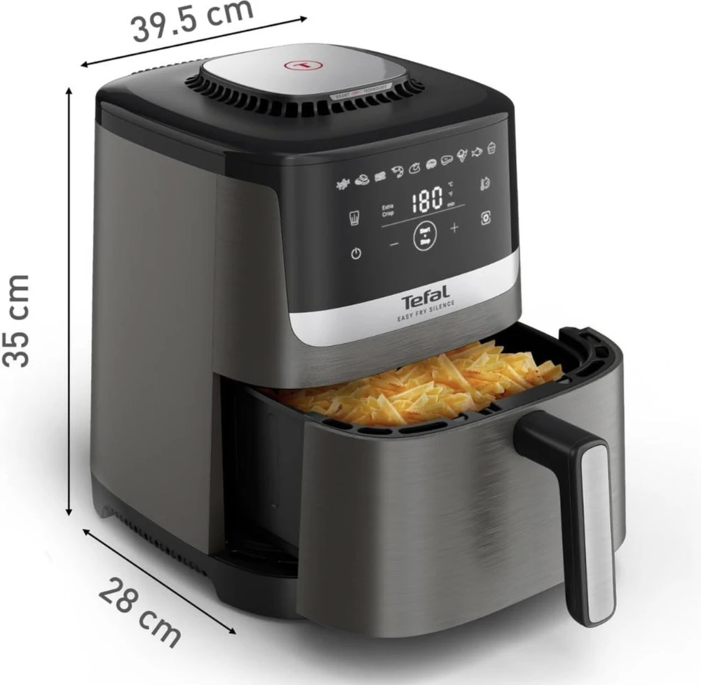 Karšto oro gruzdintuvė Tefal Easy Fry Silence, 5 l, pilkos spalvos (EY551HE0)
