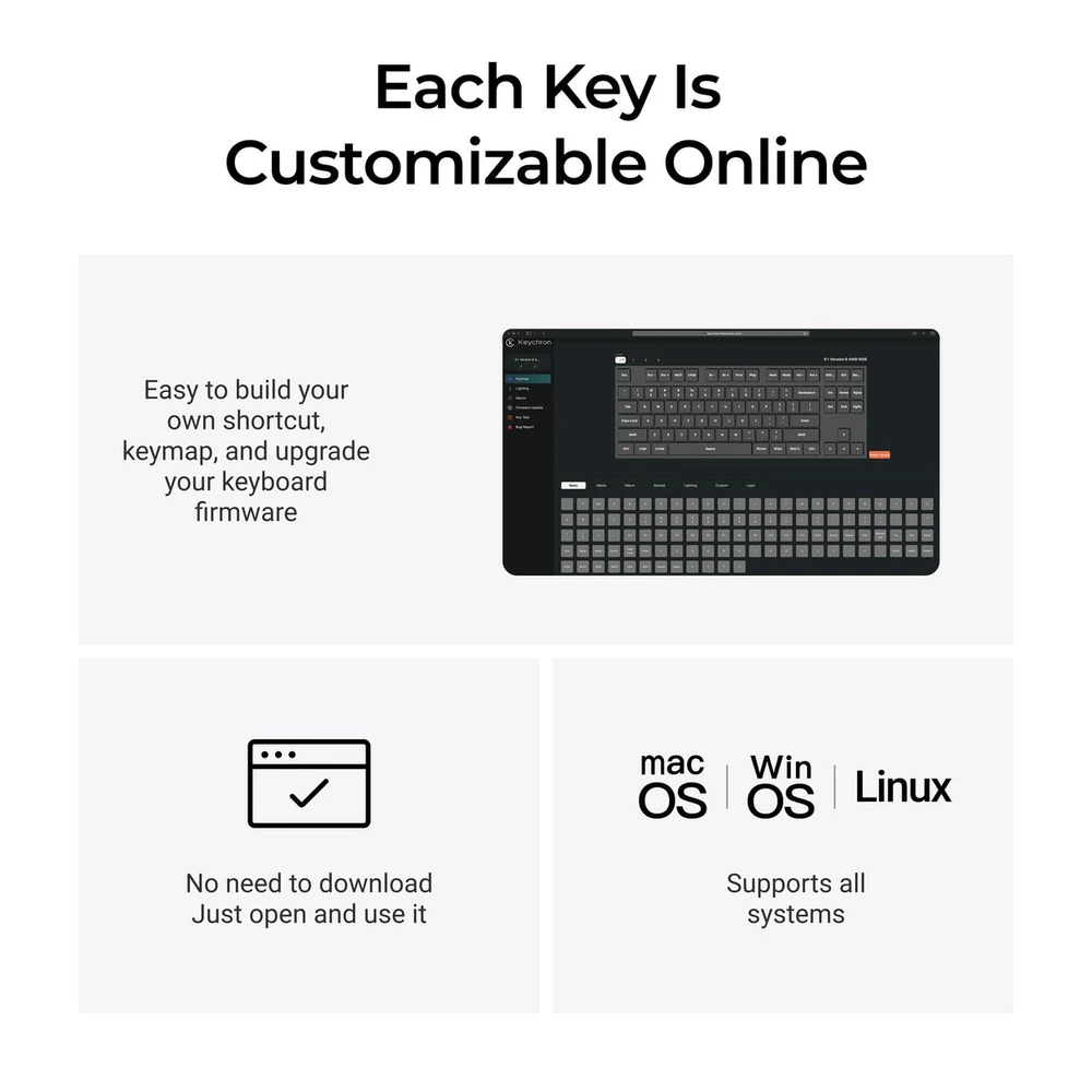 Keychron K1 QMK belaidė mechaninė klaviatūra (K1X-A3) | 6 versija