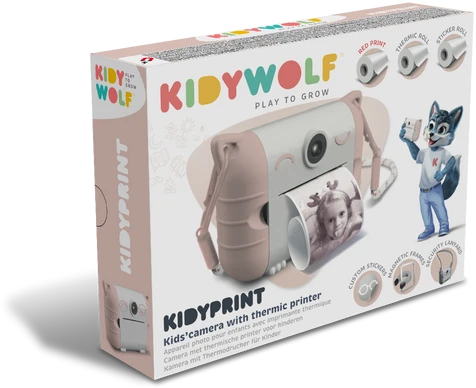 KIDYWOLF momentinis fotoaparatas KIDYPRINT, rožinis