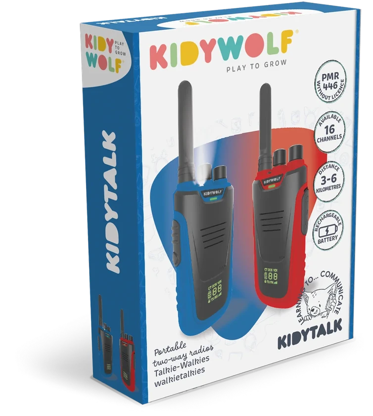 KIDYWOLF Racijų komplektas vaikams ir suaugusiems KIDYTALK, iki 6 km | mėlynos/raudonos spalvos