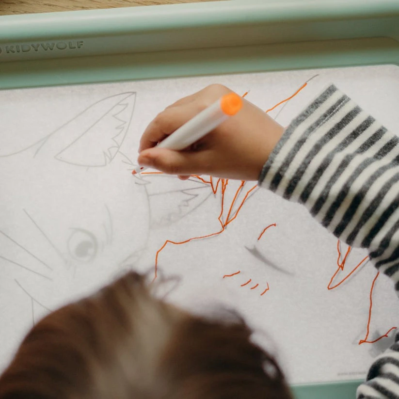 KIDYWOLF šviečianti dvipusė piešimo planšetė KIDYDRAW-PRO, žalia