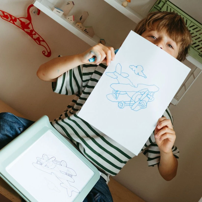 KIDYWOLF šviečianti dvipusė piešimo planšetė KIDYDRAW-PRO, žalia