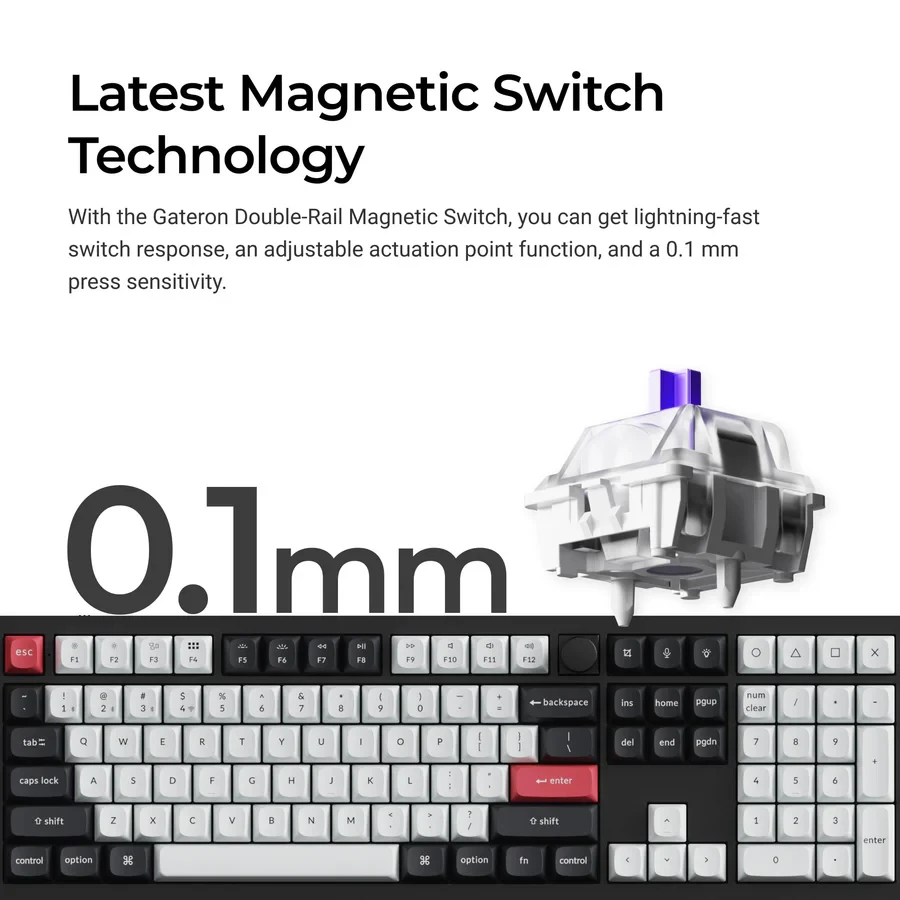 Belaidė magnetinė klaviatūra Keychron Q6H-P1, Nebula jungikliai, US INTL ANSI išdėst., Balta
