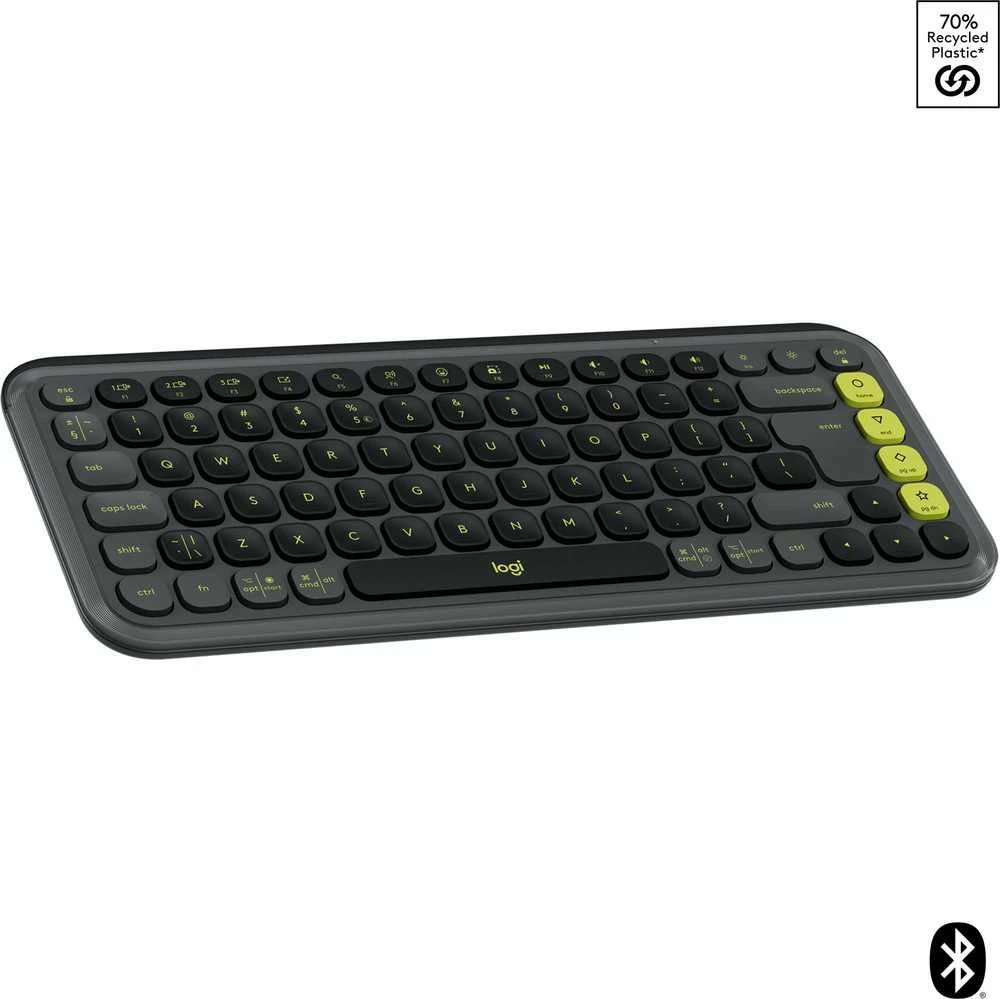Belaidė klaviatūra Logitech POP Icon Keys, JAV anglų k., Bluetooth, Grafito ir žalios spalvos (920-013071)