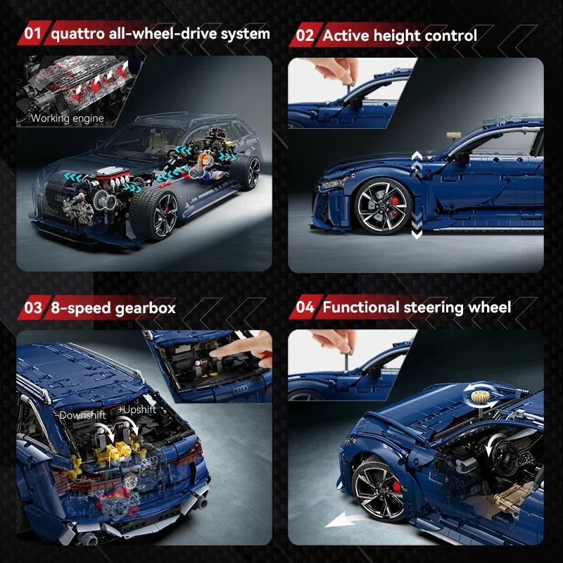 Konstruktorius CaDA Master Audi RS6 Avant C61515W, 1:8 mastelis (4663 dalys)