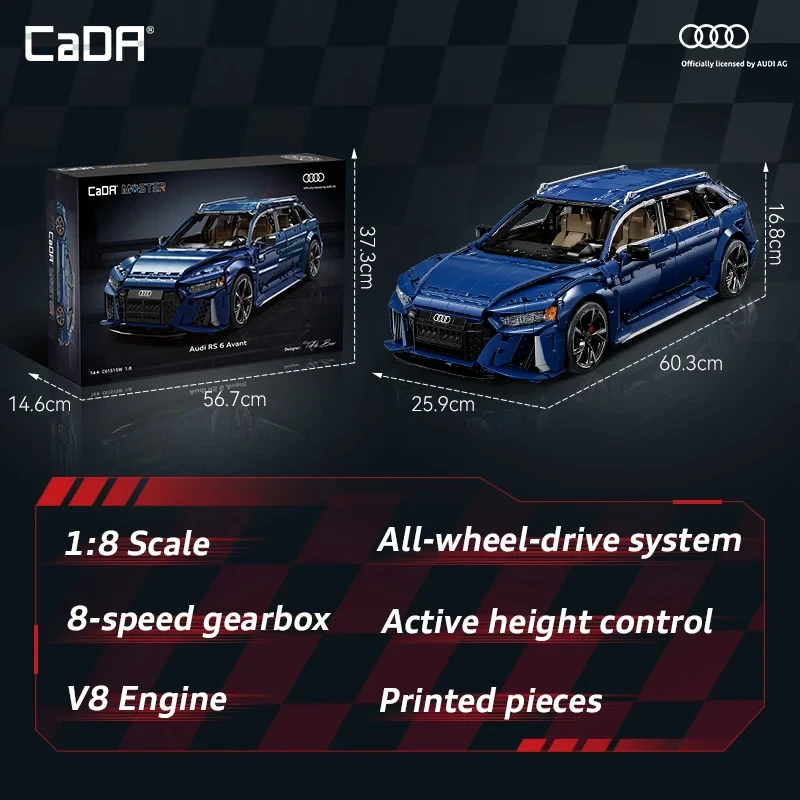 Konstruktorius CaDA Master Audi RS6 Avant C61515W, 1:8 mastelis (4663 dalys)