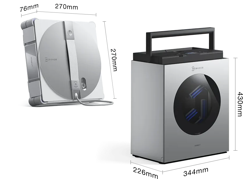 Langų valymo robotas Ecovacs WINBOT W3 OMNI, Baltas/sidabrinis