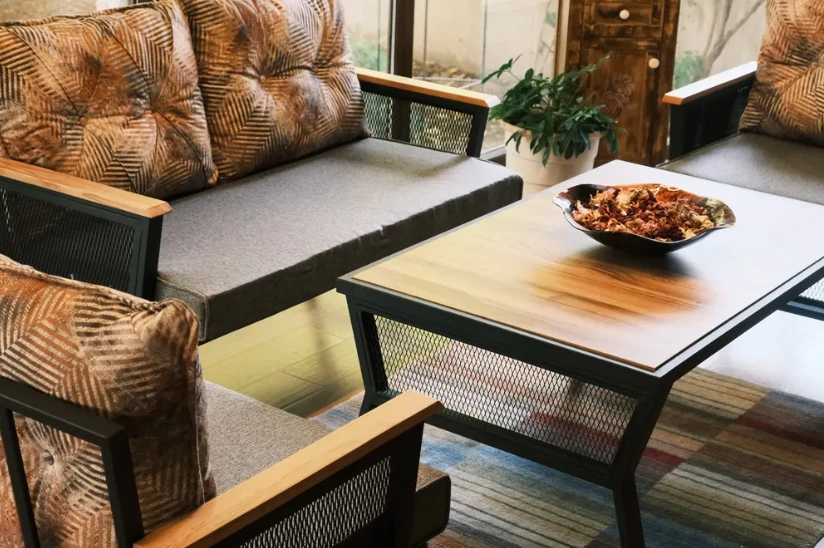 Lauko baldų komplektas Kalune Design Sodo svetainės komplektas Mers - Juodas (1+1+2)