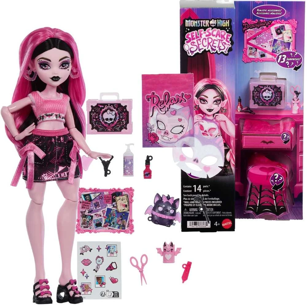 Lėlės ir aksesuarų rinkinys „Monster High Self-Scare Secrets Drakulaura“, JHK43