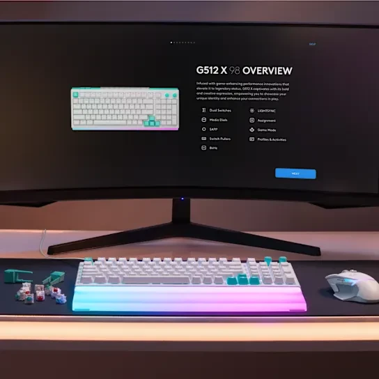 Mechaninė žaidimų klaviatūra Logitech G512 X 98, Tactile, US International, Balta