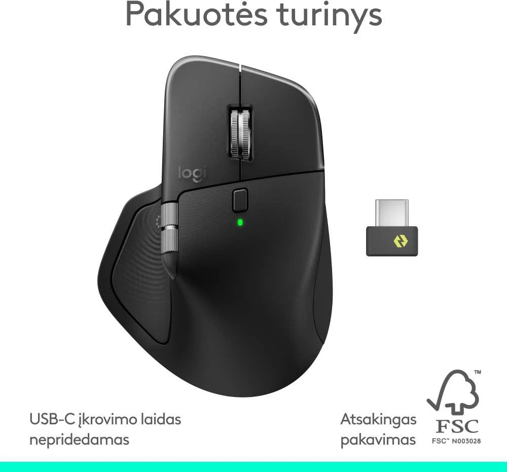 Logitech MX Master 4 belaidė pelė | spalva: pilka (Graphite) - 910-007562