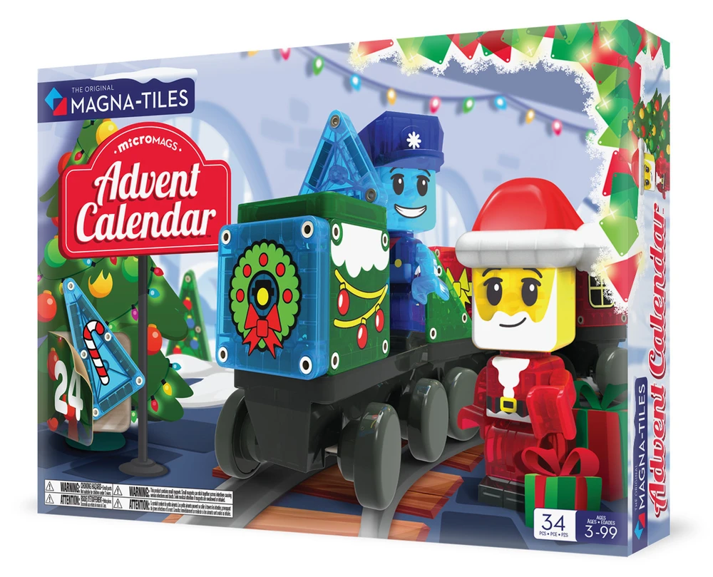 Advento kalendorius MAGNA-TILES microMAGS, 34 magnetinės detalės, 24 staigmenos