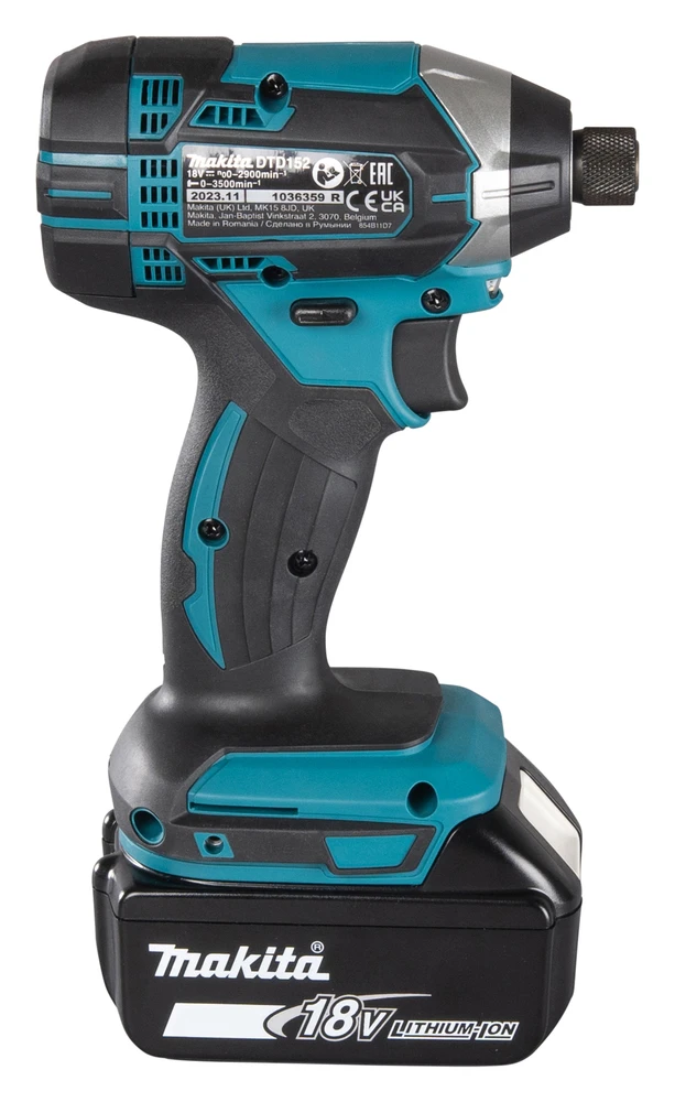 Makita Akumuliatorinis smūginis suktuvas, 18V Li-ion 165 Nm, LED (be akumuliatorių ir kroviklio) | DTD152Z