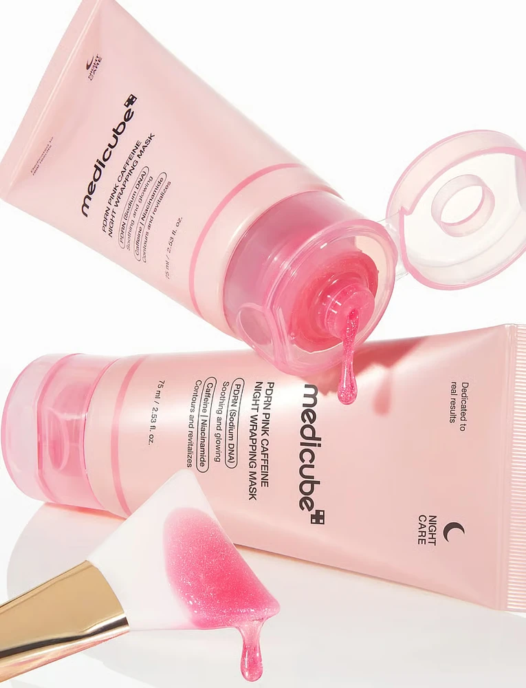 Medicube PDRN Pink Caffeine Night Wrapping Mask Naktinė nulupama veido kaukė su PDRN, 75 ml