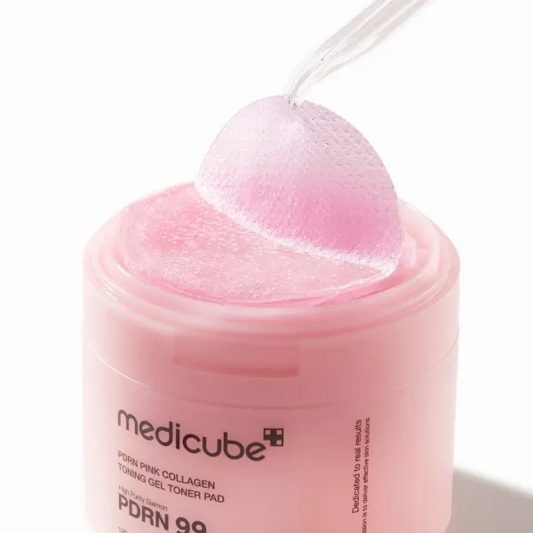 Medicube PDRN Pink Collagen Toning Gel Toner Pad veido valymo padeliai su PDRN, 120 ml/70 vnt
